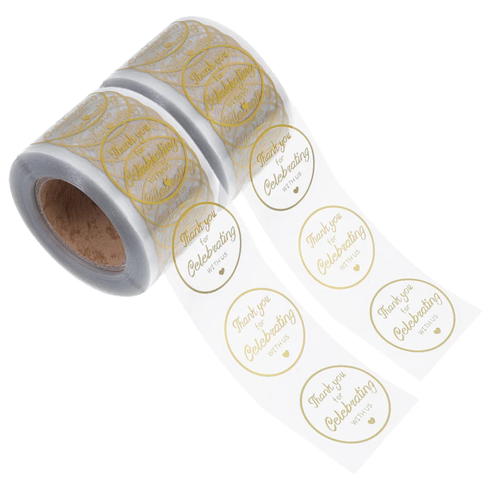

2 Rolls Gold Foil Round Thank You Sealing Stickers Transparent Decorative Stickers for Gift Box Packaging Small Business