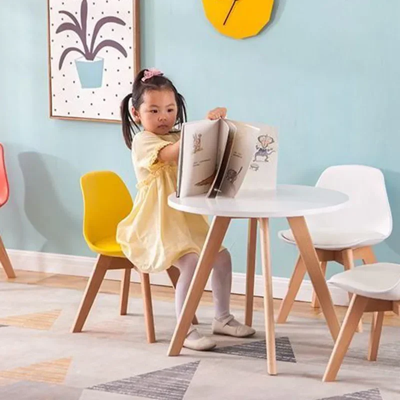 Lage kleuterschool kinderkruk leren dineren babystoelen kind huishoudelijke rugleuning Nordic Sgabello Bambini kindermeubilair