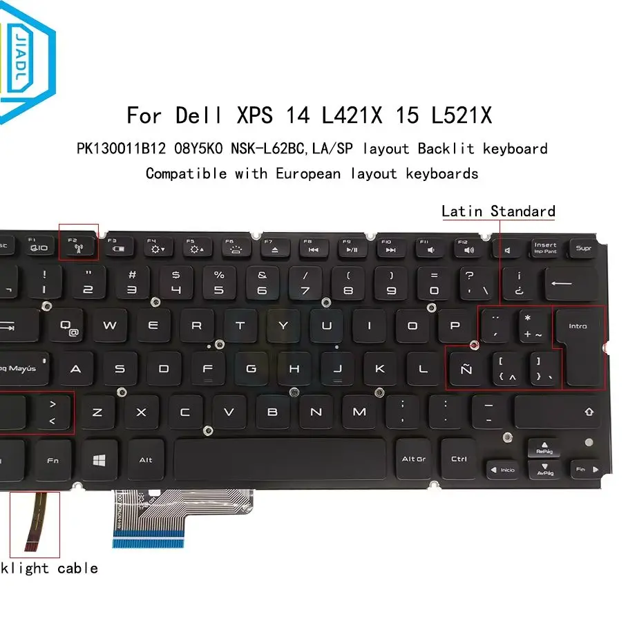 08Y5K0 8Y5K0 LatinSP Backlit Keyboard Laptop Backlit For Dell XPS 14 L421X 15 L521X LA Fit Spanish Keyboards Teclado NSK-L62BC