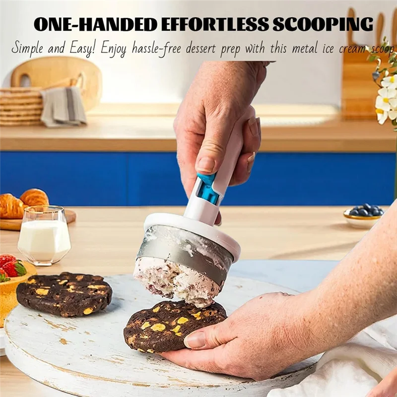 A24P DIY 아이스크림 샌드위치 메이커 스테인레스 스틸 한 손으로 아이스크림 스쿠프 쿠키 금형 도구 스푼