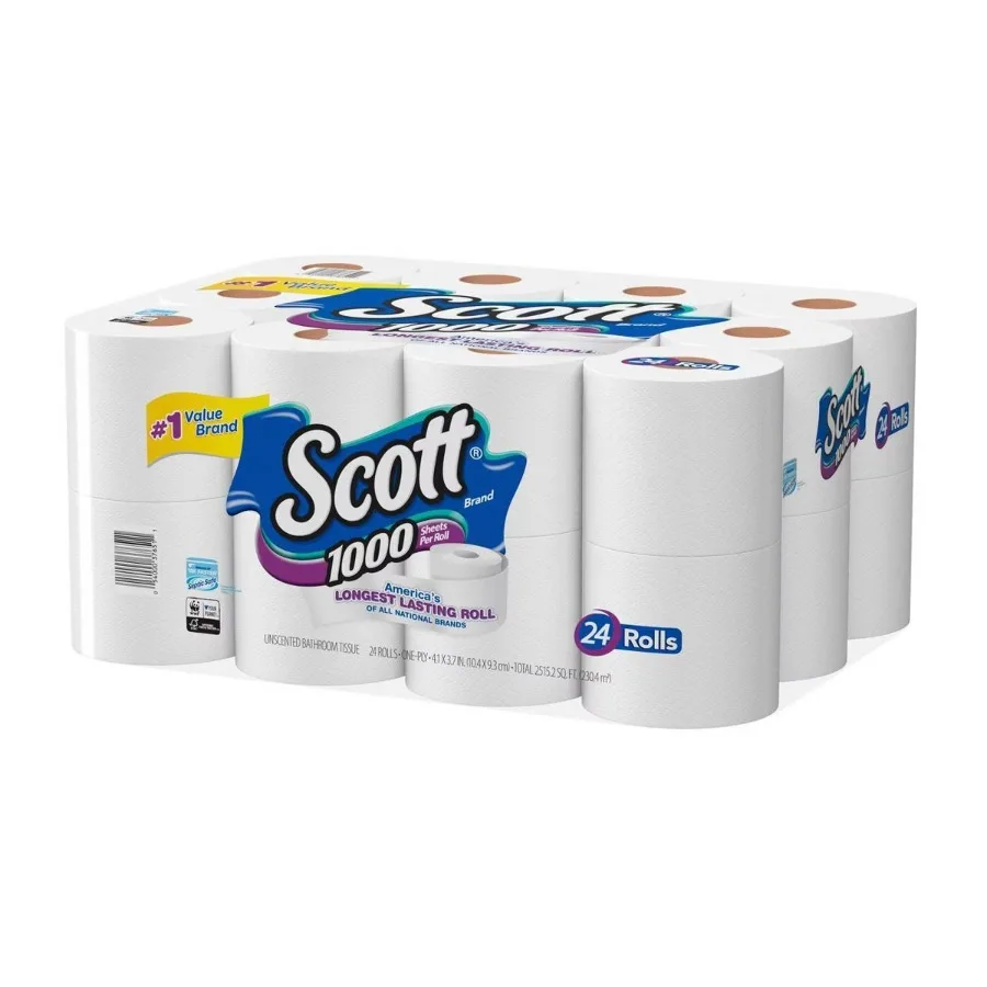 4 Rolls Septic‑Safe 1‑Ply Toilet Paper, 1000 Sheets Per Roll, Septic‑Friendly Bathroom Tissue for Home Daily Use