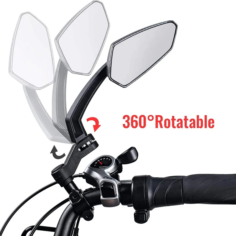 Bike Mirrors, 360° Rotatable Cycling Rear View Mirrors, Wide Angle Safe Shockproof Bike Mirrors, 1 Pair