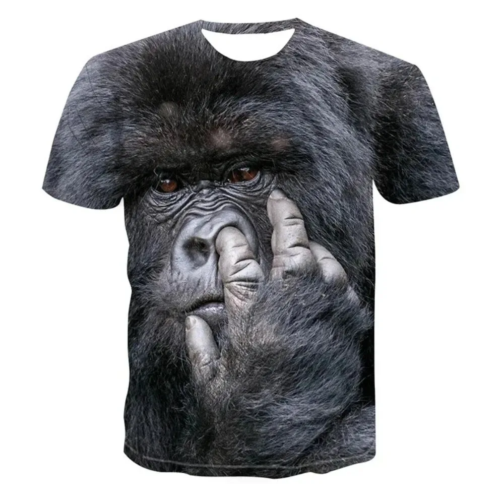 Summer Fun Gorilla Funny 3D Printed Breathable Men's T-Shirt for Outdoor Street Hip-Hop - Interesting Men's Clothing