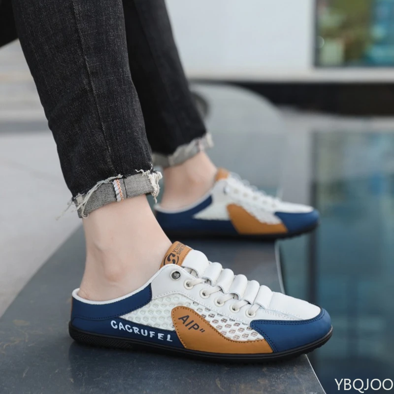 

Summer Slippers for Indoor and Outdoor Wear Home Decor Men's Fashion Soft Soled Semi Slippers Large Size Hooded Slippers Men's