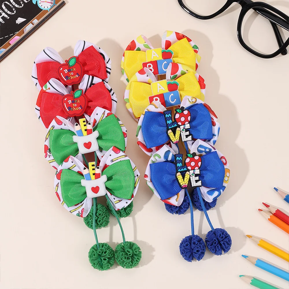 36-pinces-a-cheveux-longues-a-pompons-pour-enfants-barrettes-a-motif-nœud-et-imprime-crayon-lettre-accessoires-de-coiffure-pour-la-rentree-scolaire-vente-en-gros