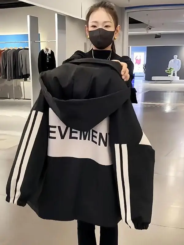 

Ladies Thiened Cotton Baseball Jaet Coat Autumn Winter New Sle Loose Spor Workwear Utili Coat Korean Sle Printed