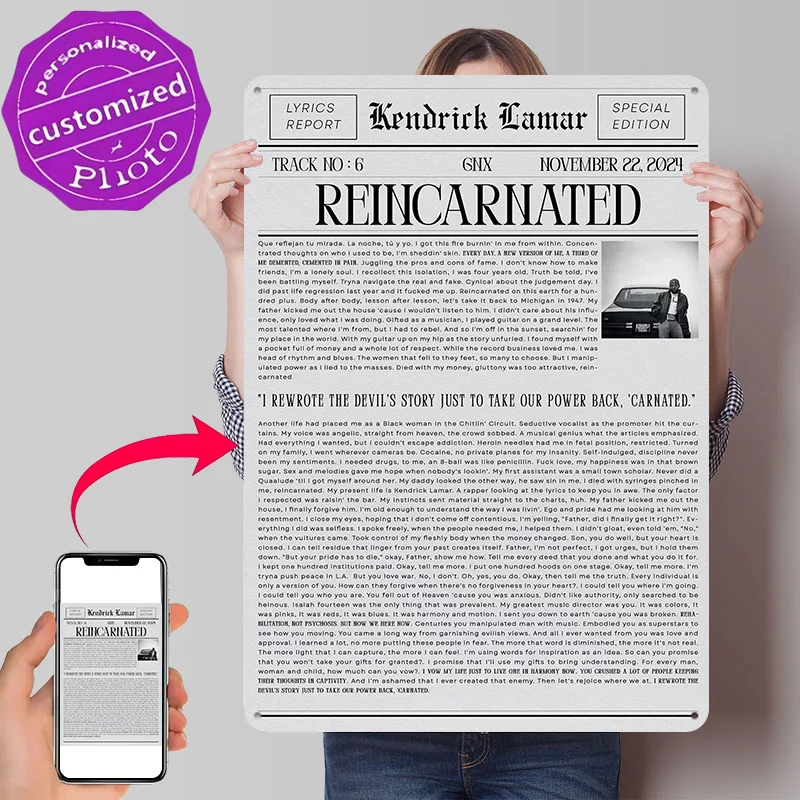 Kendrick Lamar Metal Poster Perfect Gift for Fans Lovers Customized Wall Art Metal Sign for Decoration Room Vintage Decor Luxury