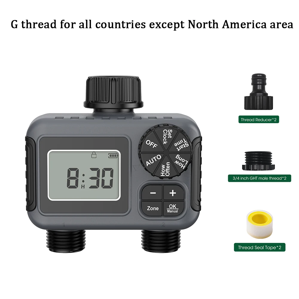 Insoma 2-Zone Sprinkler Timer Programmeerbare Tuinslang Timer Waterbesparende Irrigatie Controller voor Gazon Yard Drip Systemen IPX5 - afbeelding 1