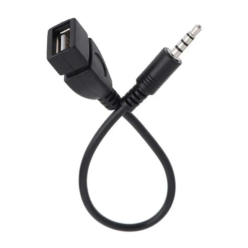 1-10pcs Black 3.5mm AUX Audio Cable to USB Converter Universal Car Audio Play Cable for Headphone PC Car Electronics Accessories
