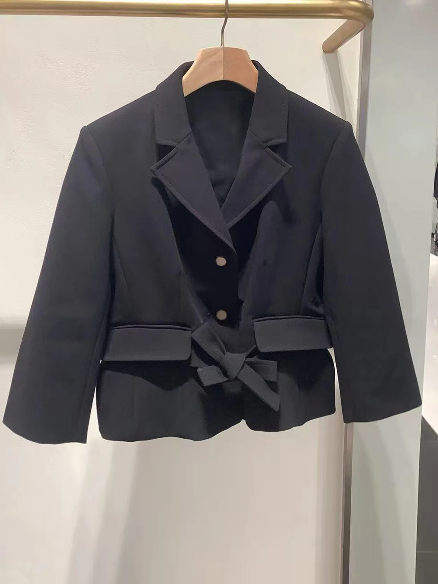 

S Home Nan You High End Women's Faion Autumn 2025 Casual Versatile Stand Collar Belted Suit Jaet Commute Sle Stand Fit