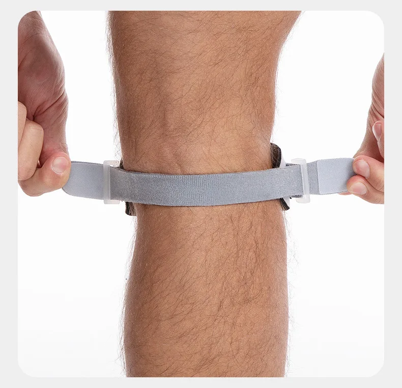 2-teiliges Kniepolster, verstellbarer Kniegurt, Patellasehne, unter Druck stehender Schutz, Stützschieber, Polsterschutz, Badminton, Laufen – Detail 17