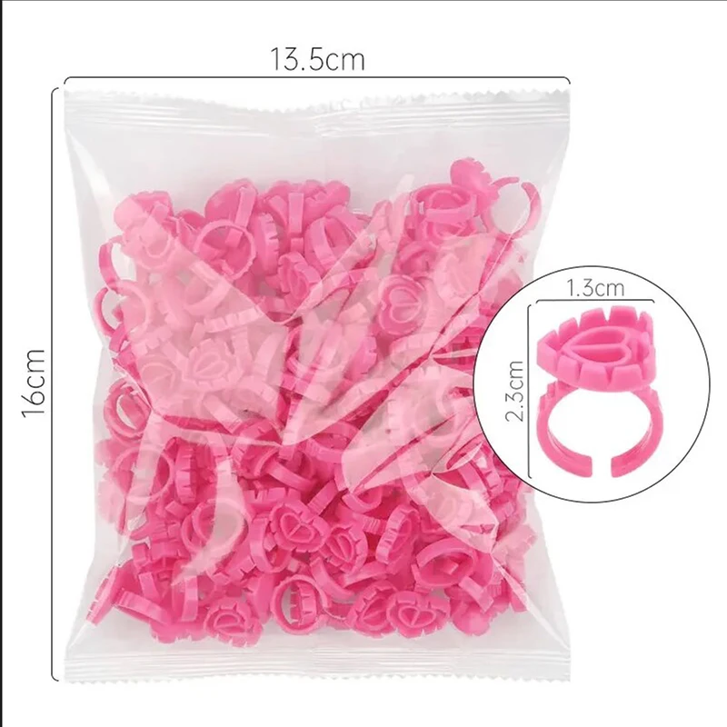 100Pcs Disposable Eyelash Extension Glue Ring For Women Beauty Eyelash Extension Heart Glue Ring Plastic Glue Ring Cup Wholesale