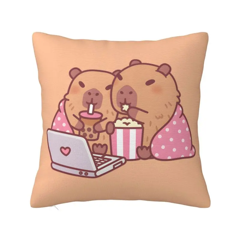 Cute Capybaras Cushion Cover 35x35 cm Polyester Velvet Throw Pillow Case For Sofa Chair Home Decor Pillowslip