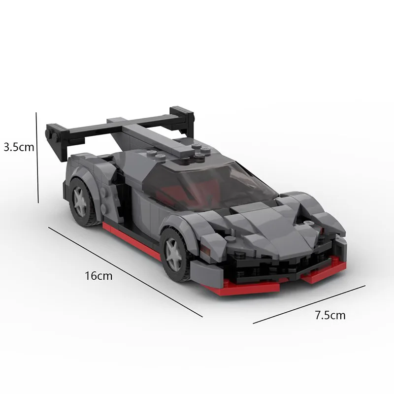 MOC Domestic Building Block 8-grid Car Dark Grey Racing Super Cool Super Running Assembly Speed Series Children's Toy Car Model