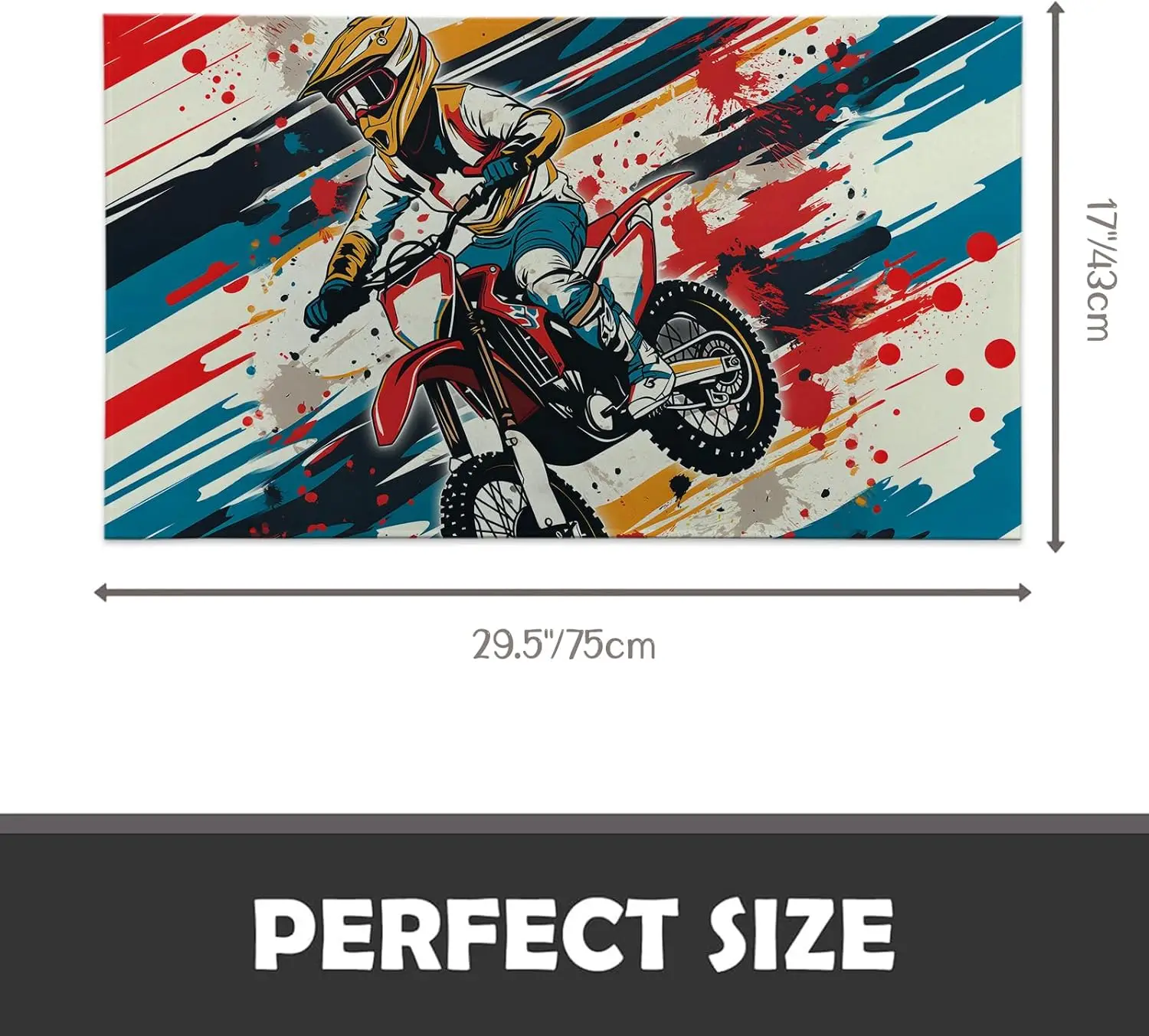 Motocross Rider Door Mat Non Slip Soft Absorbent Indoor Rug Dirt Bike Floor Mat for Entryway Living Room 17x29.5 Inch