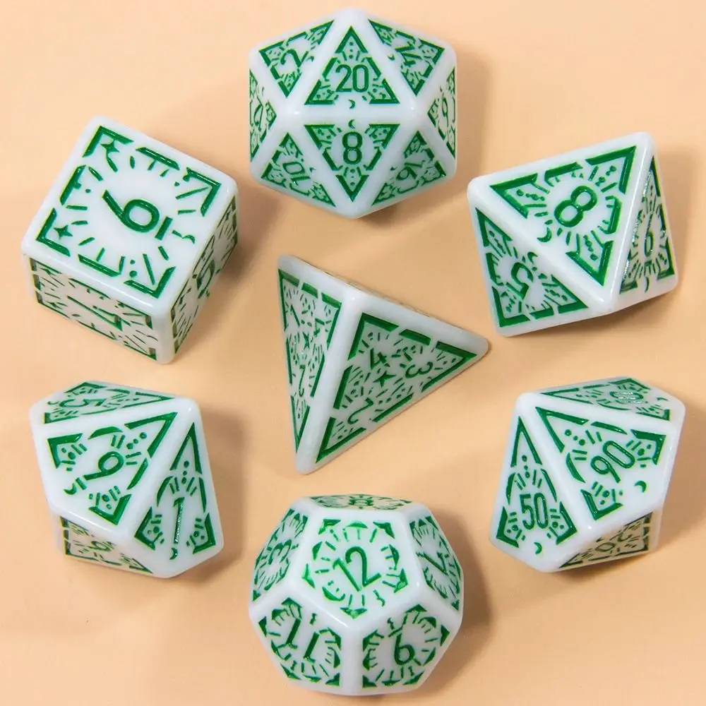 7Pcs/Set 7-Die Table Game DND Dice Mushroom Conch D4 D6 D8 D10 D12 D20 Polyhedral Dice Party Game Acrylic Game Dice TRPG DND