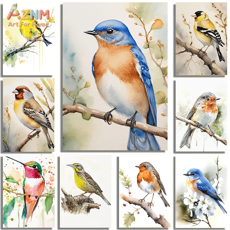 Classic Watercolor Retro Mockingbird Golden Winged Bird Cherish Wild Bird Poster Canvas Printing Bedroom Wall Decoration Gift