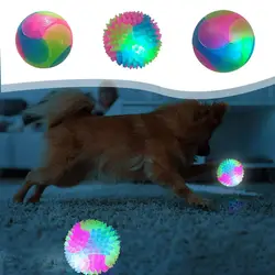 Pet Light Up Toy Ball Glowing LED Puppy Flashing Elastic Ball Toy Color Light TPR Ball Interactive Toys For Cats Small Dogs W9H2