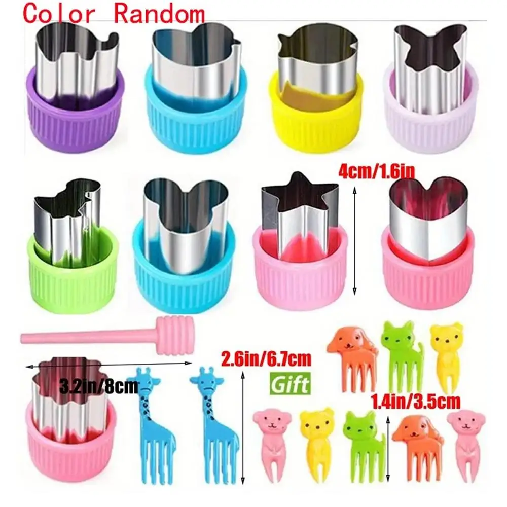 20 Piece Vegetable and Fruit Cutting Machine Set, with 10 Fruit Forks and 1 Release Rod, Mini Cookie Cutting Sandwich Knife image 6