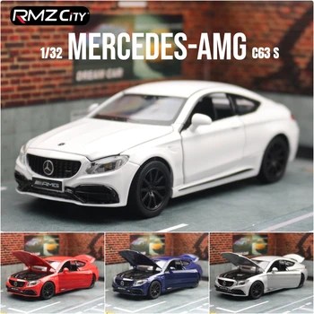 1/32 Mercedes-Benz C63 S AMG Speelgoedautomodel RMZ CiTY Diecast Notchback Miniatuur Sound & Light Collection Cadeau voor kinderen Jongens