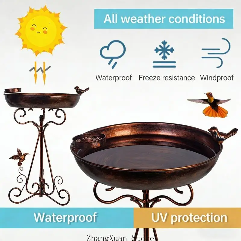 Eleganter Vogelwassernapf und Badeplatz aus Metall für Naturliebhaber Hinterhof 3XUF – Detail 7