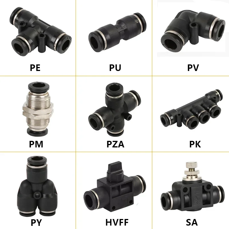 1Pcs High Quality Pneumatic Fittings Compressor Air Pipe Tube Hose Connector 4mm 6mm 8mm 10mm 12mm Quick Couplings PU PY PV