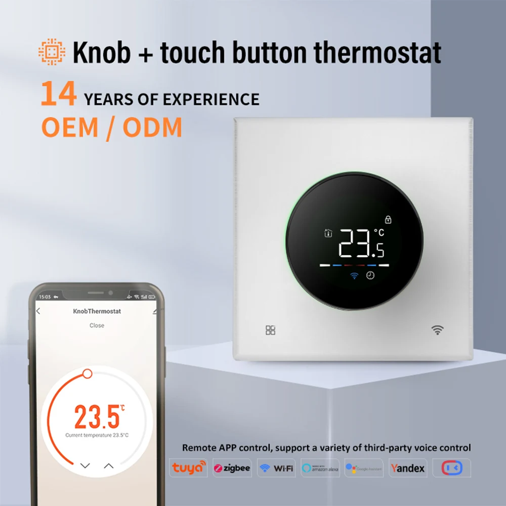 WiFi Smart Knob Thermostat LED Display Touch Screen For Floor Heating Electric Water Gas Boiler Remote Control Alexa Google