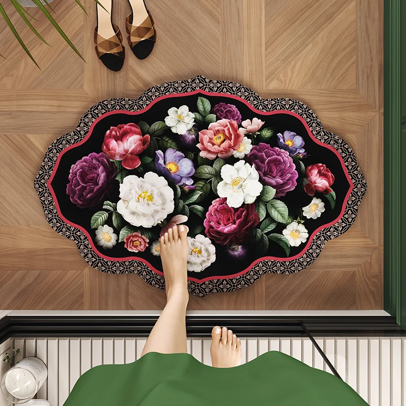 

Batoom Mat Qui Dry Silicon Dendroid Easy to Maintain Non Slip Home Batoom Carpet Water Absorbent Foot Pad Toilet Rug