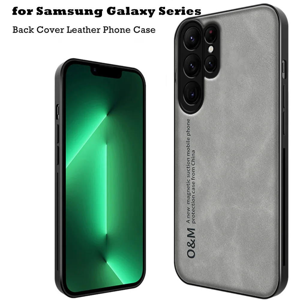 Luxury Leather Back Cover Case For Samsung Galaxy A54 A55 A16 A36 A56 A17 S23 S24 Plus S25 FE S26 Ultra Build-in Iron Magnetic