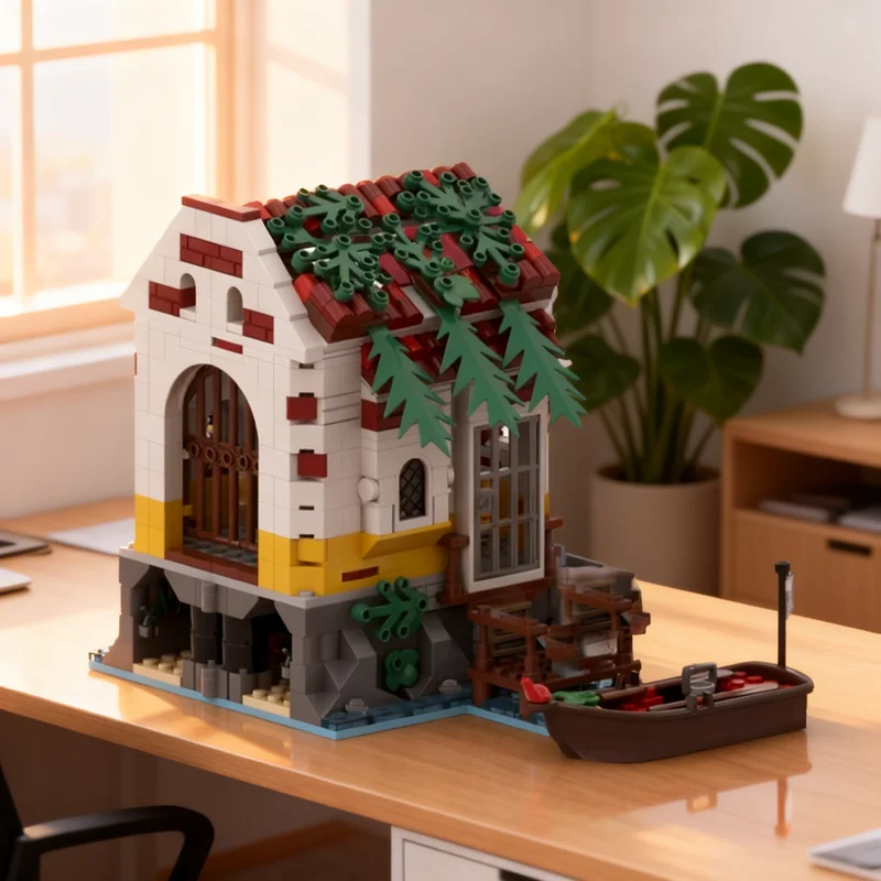 

Набор для сборки модели пиратского убежища MOC из 659 деталей: креативный конструктор для взрослых и детей, отличный подарок, украшение для дома и офиса