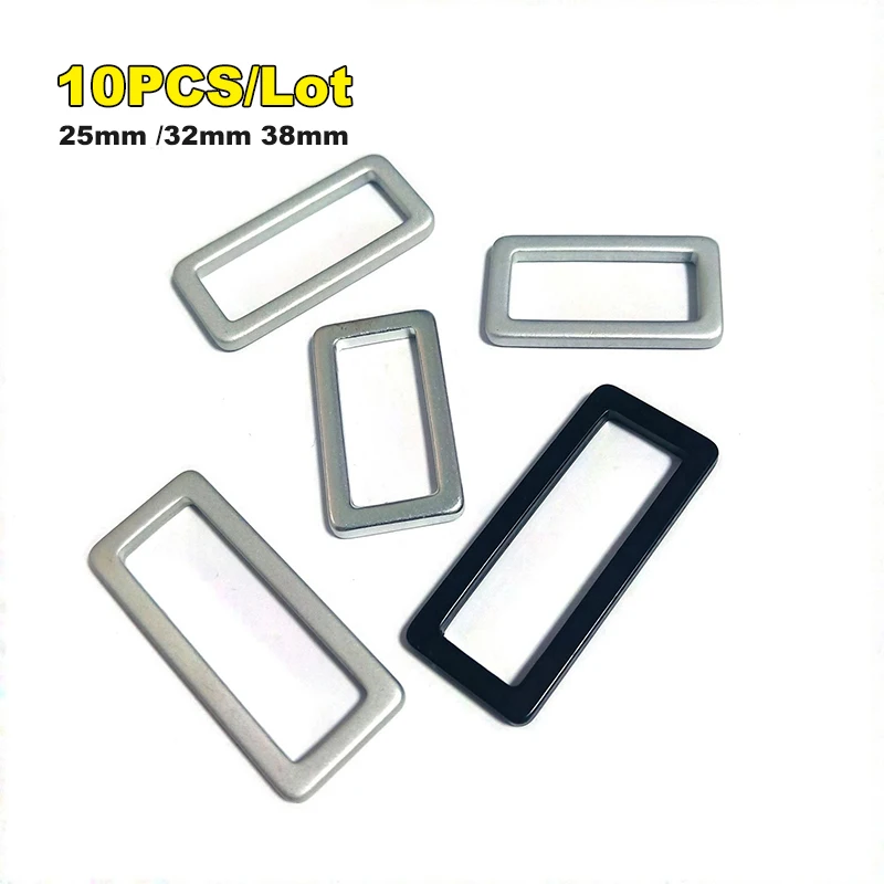 

10Pcs 25/32/38mm Aluminum Rectangle Ring Buckles Bag Strap Adjuster Metal Belt Buckle Clasp Webbing Loops DIY Accessories