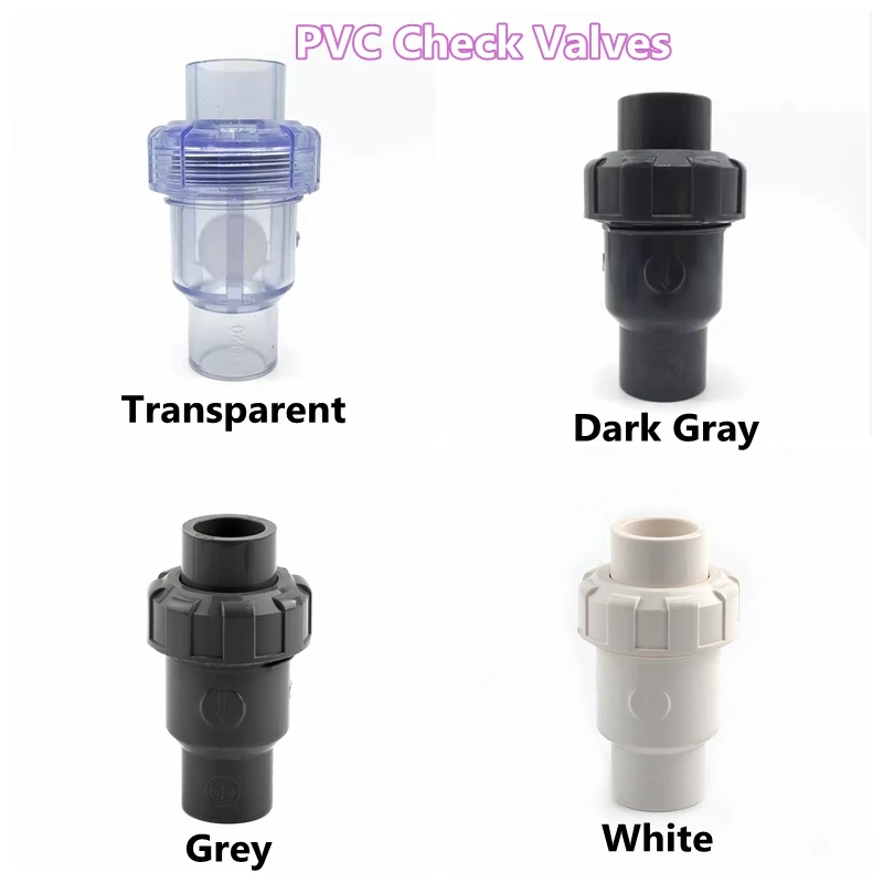 1PC 20 25 32 40 50mm UPVC Ball Check Valves Vertical Check Valve Exhaust Garden Irrigation Aquarium Adapter PVC Pipe Connector