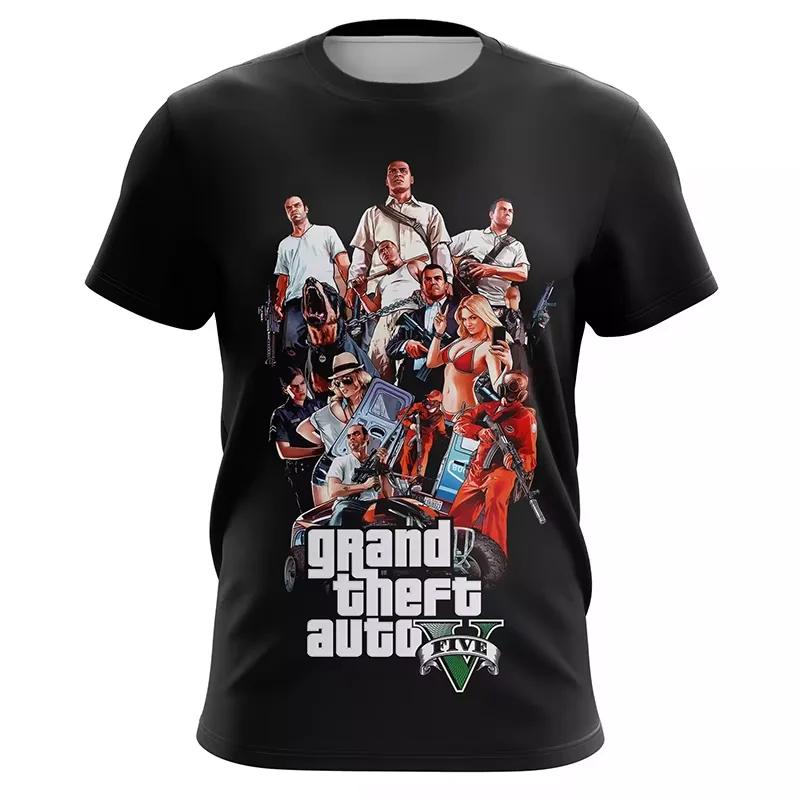 Summer Grand Theft Auto GTA 5 T-Shirts Game 3D Printed Men Women Fashion Oversized Short Sleeve T Shirt Kids Tees Tops Clothing