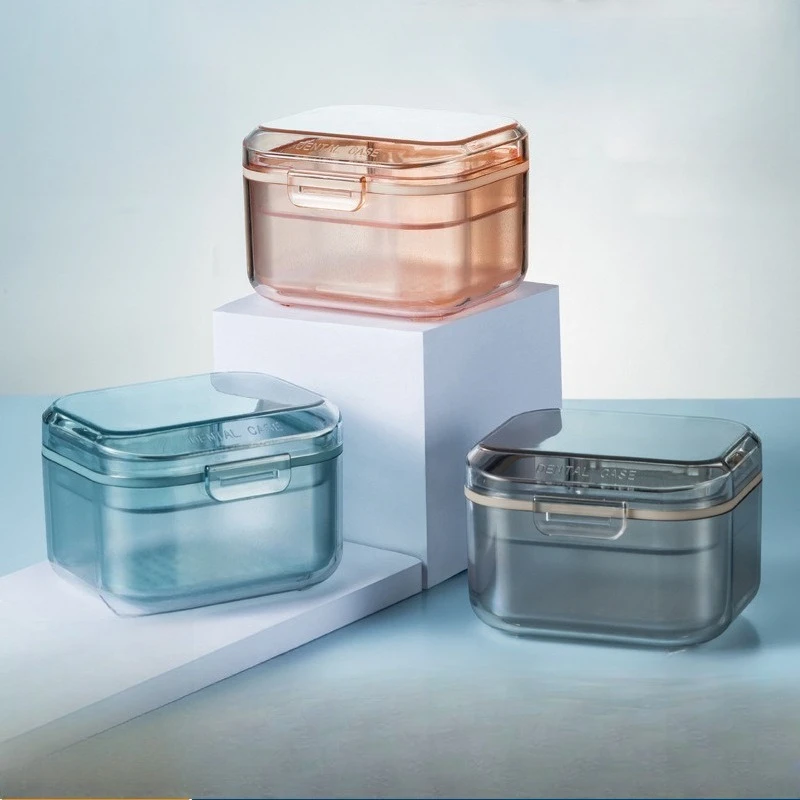 Dentures Storage Box Retainer Case with Drainage Portable Teeth Aligner Holder Organizer
