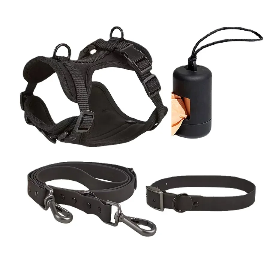 Dog Harness With Waterproof Dog Collar Leash Set Adjustable Soft Neoprene No Pull Dog Vest