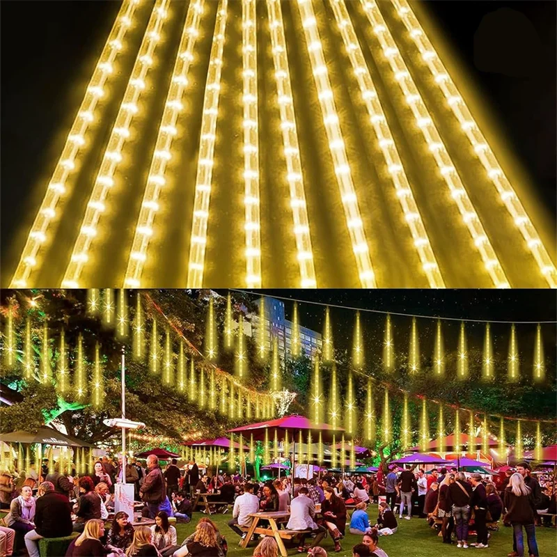 Guirlande solaire de pluie de météores, 8 Tubes, arbre de noël, décoration de jardin, éclairage LED, fête de vacances, mariage, réverbère