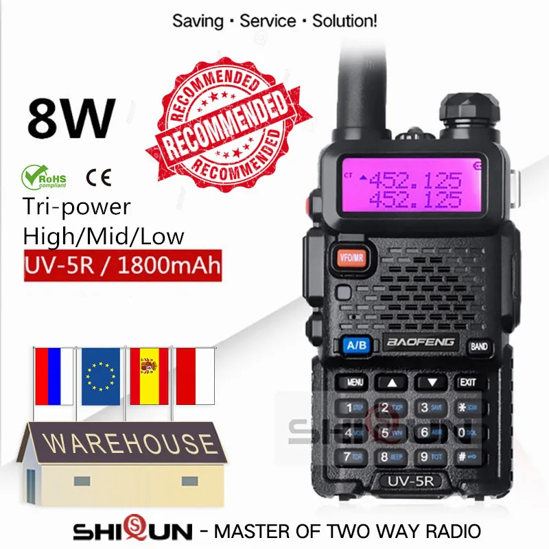 Optional 5W 8W Baofeng UV-5R Walkie Talkie 10 km Baofeng uv5r walkie-talkie hunting Radio uv 5r Baofeng UV-9R UV-82 UV-8HX UV-XR