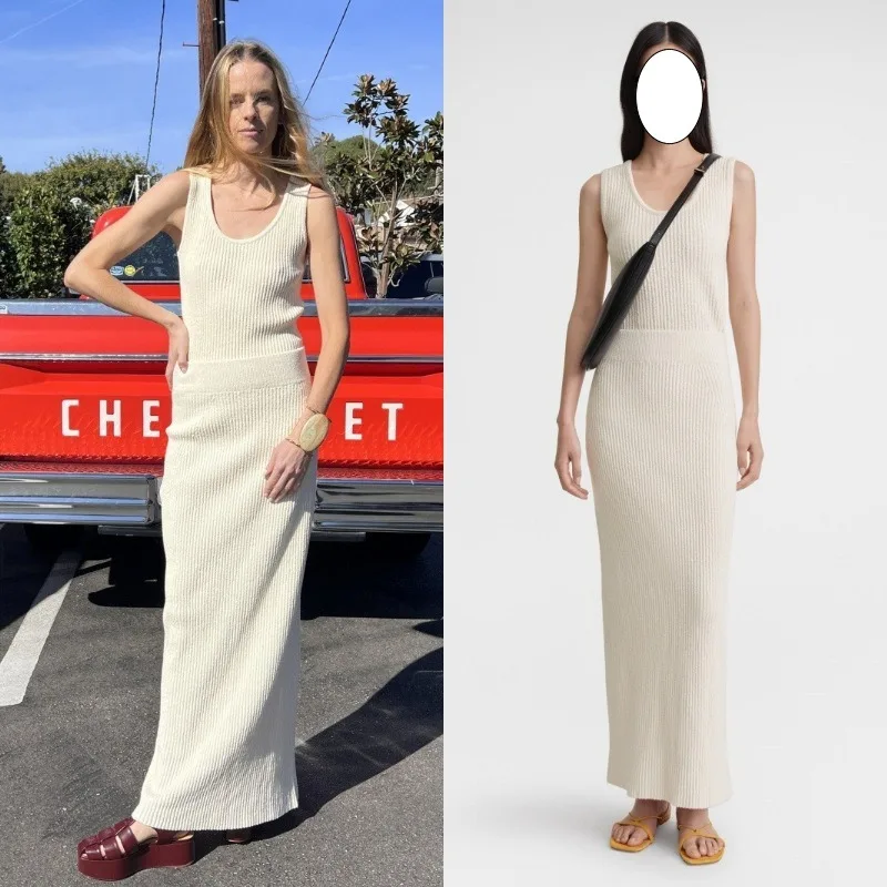 

Женский вязаный жилет без рукавов в скандинавском стиле, минималистичный комплект юбки в пригородном стиле для женщин, осень/зима 2025 г.