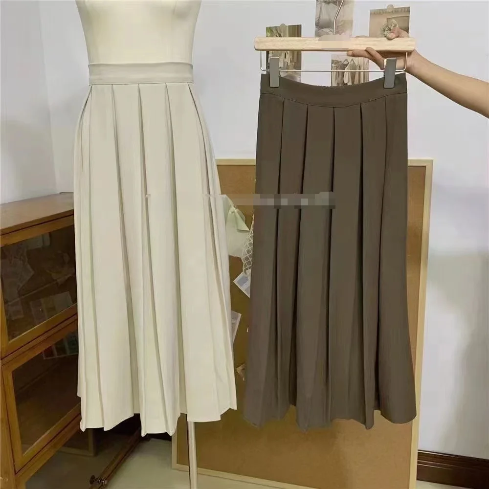 

High Waist A-Line Midi Skirt for Women Spring Autumn Winter New Sle Korean Version Slimming Versatile f-length Skirt