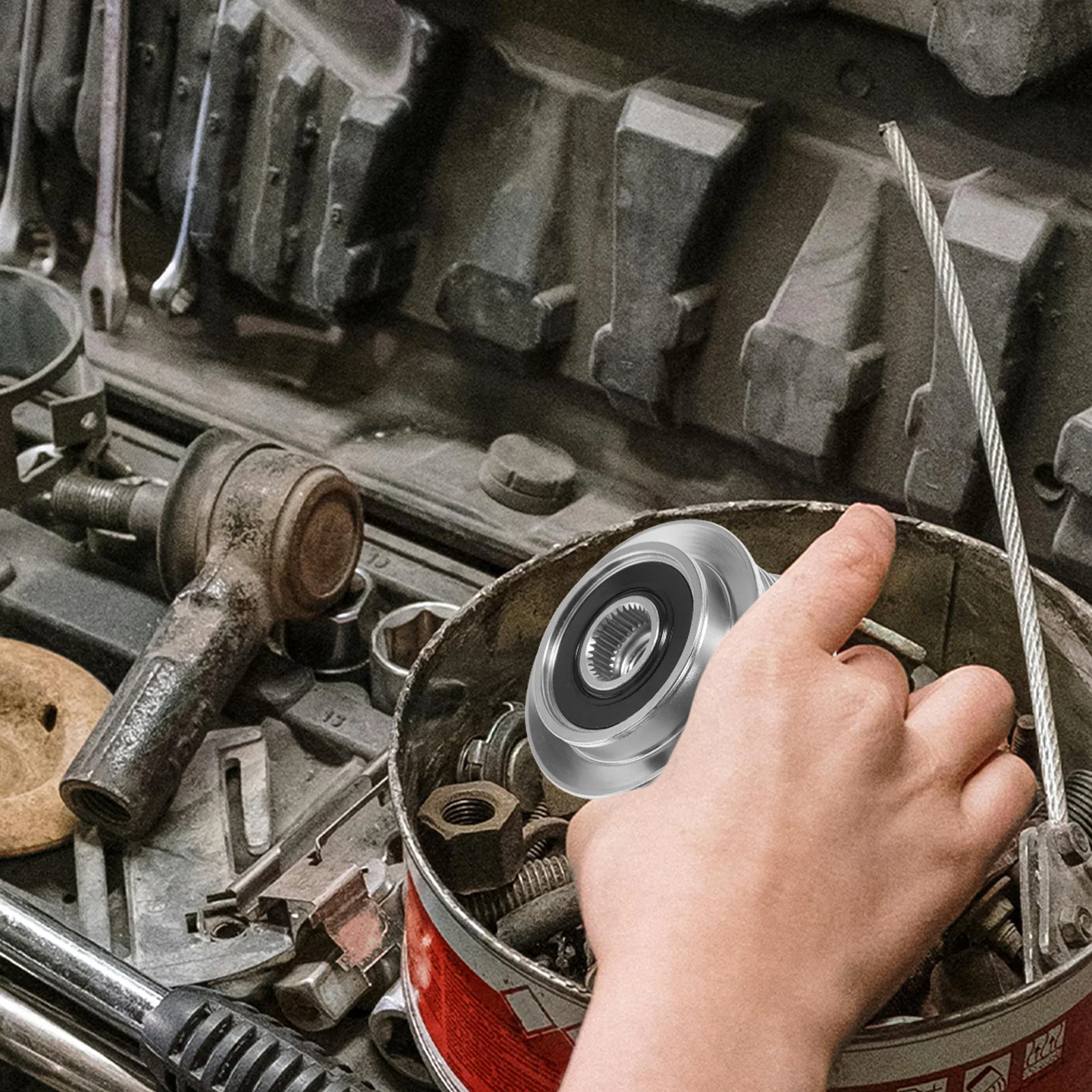 

Автомобильный шкив генератора переменного тока, стальной прочный автомобильный привод, запасная часть ремня, колесо двигателя, аксессуар свободного хода