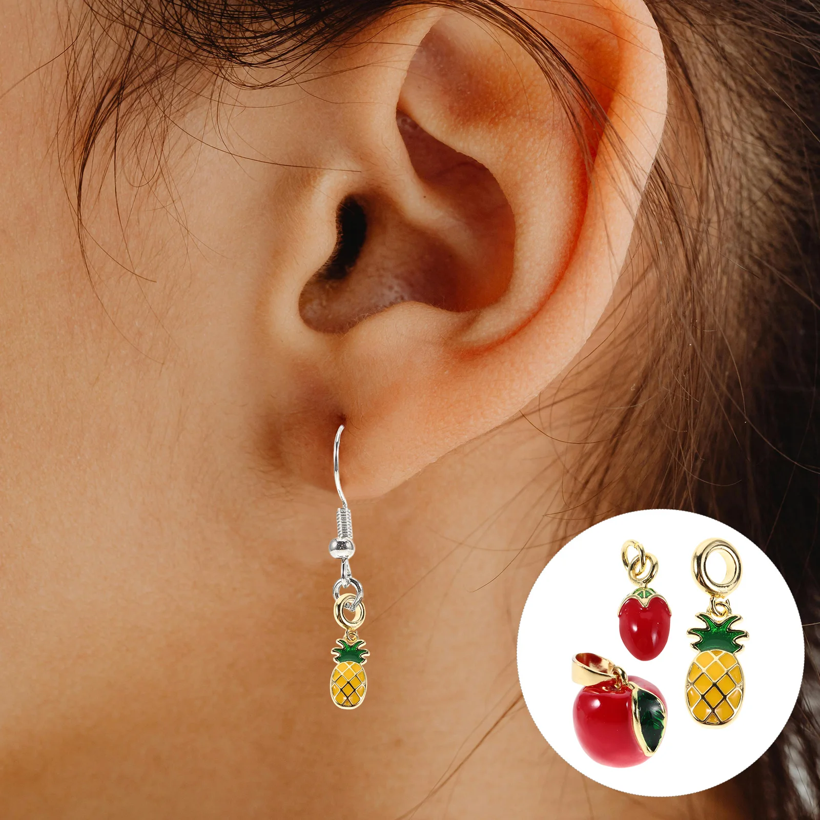 

3pcs Fruits Charm Pendant Alloy Durable Dripping Oil Design Lightweight For Necklace Bracelet Jewelry Making Keychain Diy