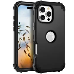 3 in 1 Heavy Duty Armor Shockproof Phone Case For iPhone 11 12 13 14 15 Plus 16 Pro Max Soft Silicone Hard Plastic Back Cover