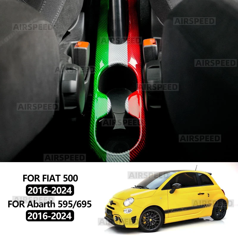 

﻿ Настоящая твердая сухая наклейка из углеродного волокна для Abarth 595/695 Fiat 500 2016-2024 LHD RHD держатель чашки для воды панель переключения передач отделка