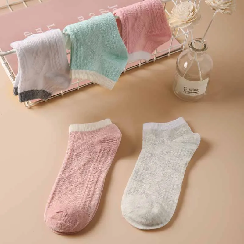 5 Paar Frauen Socken Frühling Sommer atmungsaktive Baumwolle Boots socken Dünn schnitt Frauen Söckchen Mädchen weibliche unsichtbare Socken