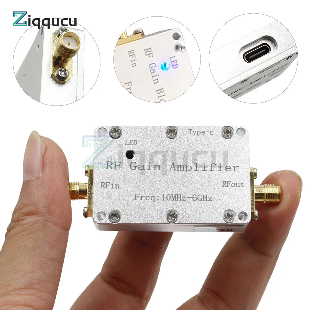 

10M-6GHz RF Gain Amplifier High Gain Drives Receiving Amplifier Gain 10dB/20dB/30dB/40dB RF Power Amplifier Type C interface