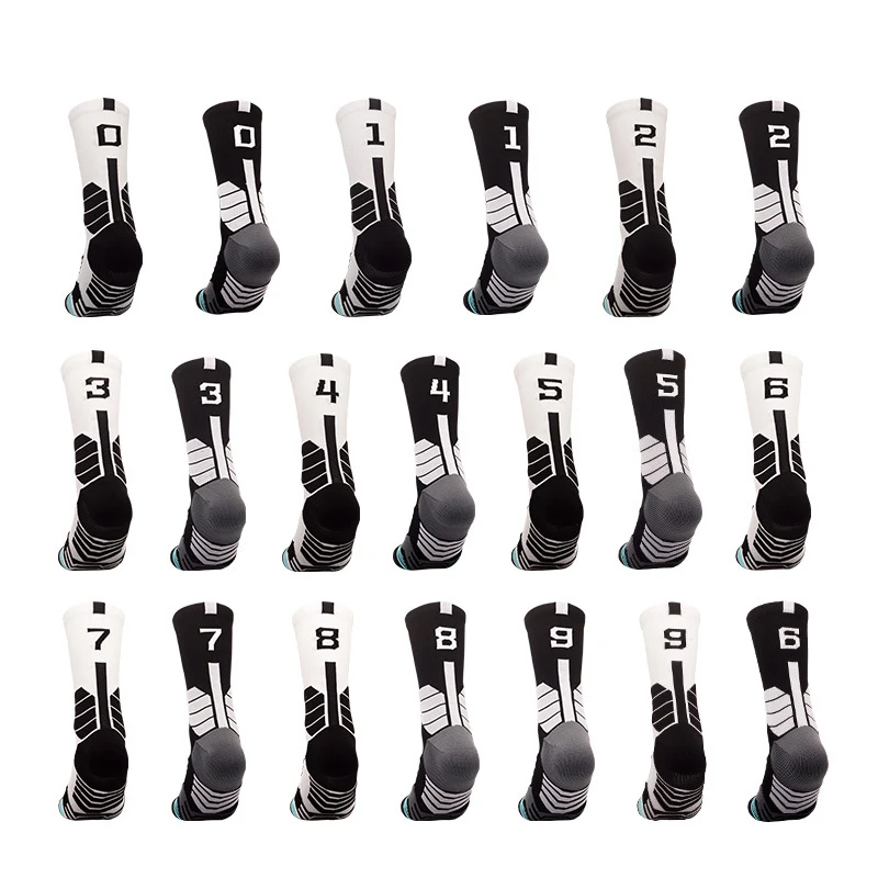 Creativity Free Collocation 0-9 Number Professional Sport Socks Basketball Fitness Running Quick Dry Cotton Socks for Men Women