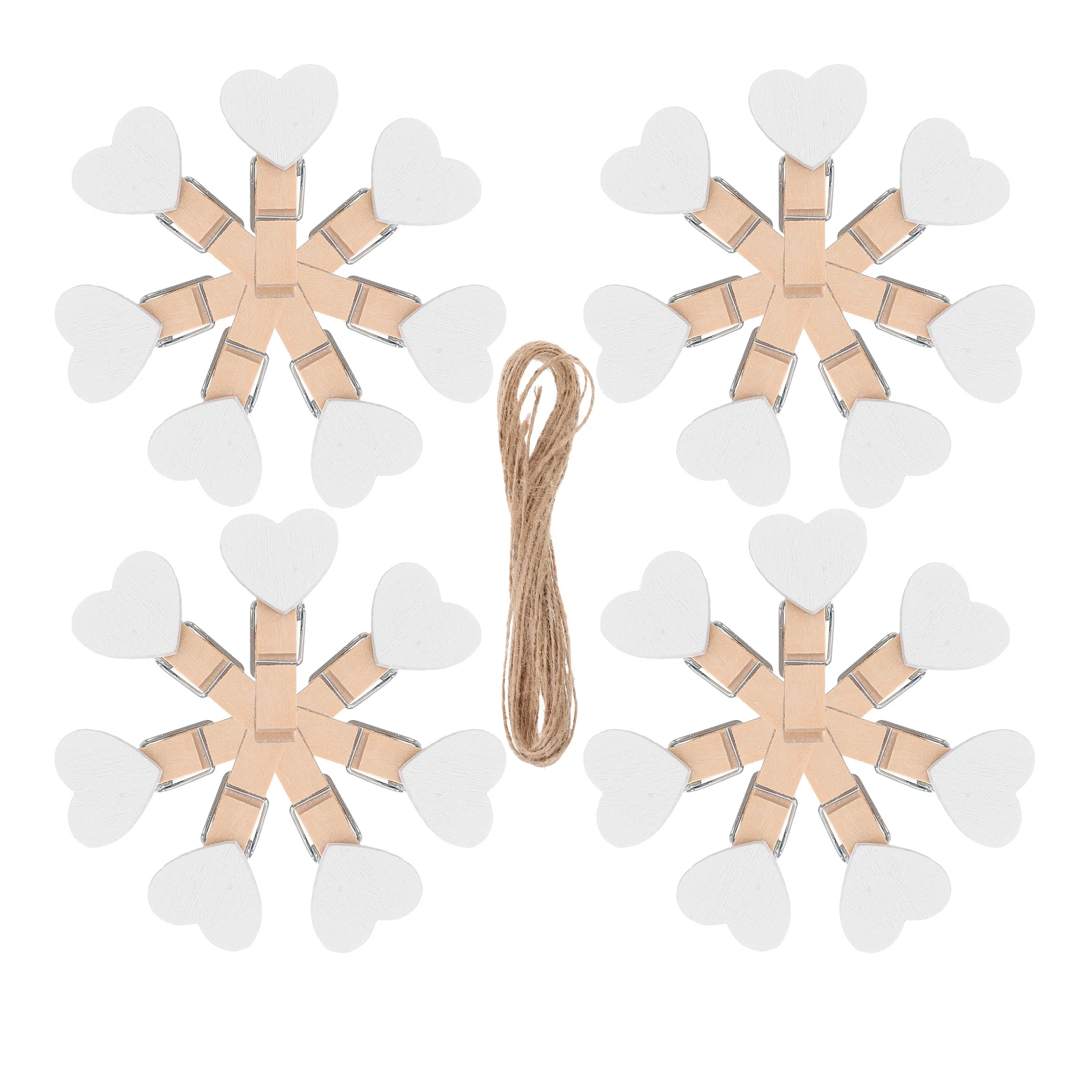 

1Set White Heart Wooden Photo Paper Pegs With String For Wedding Birthday Anniversary Display