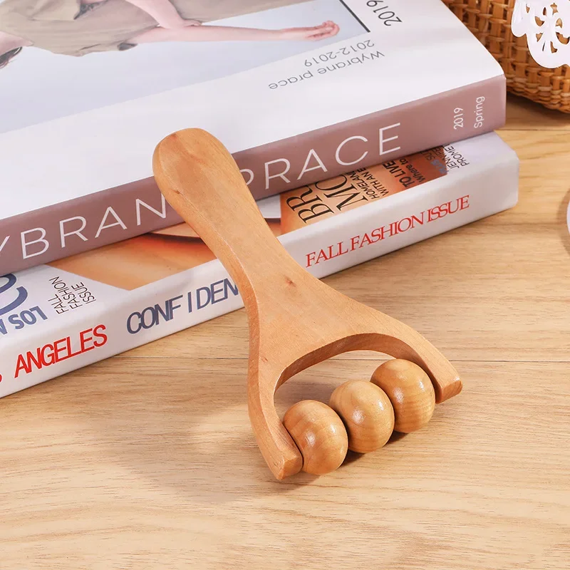 Wooden Massager Foot Massage Hand Push Roller Slingshot Head Face Shoulder Neck Waist Soothing Massage Tool