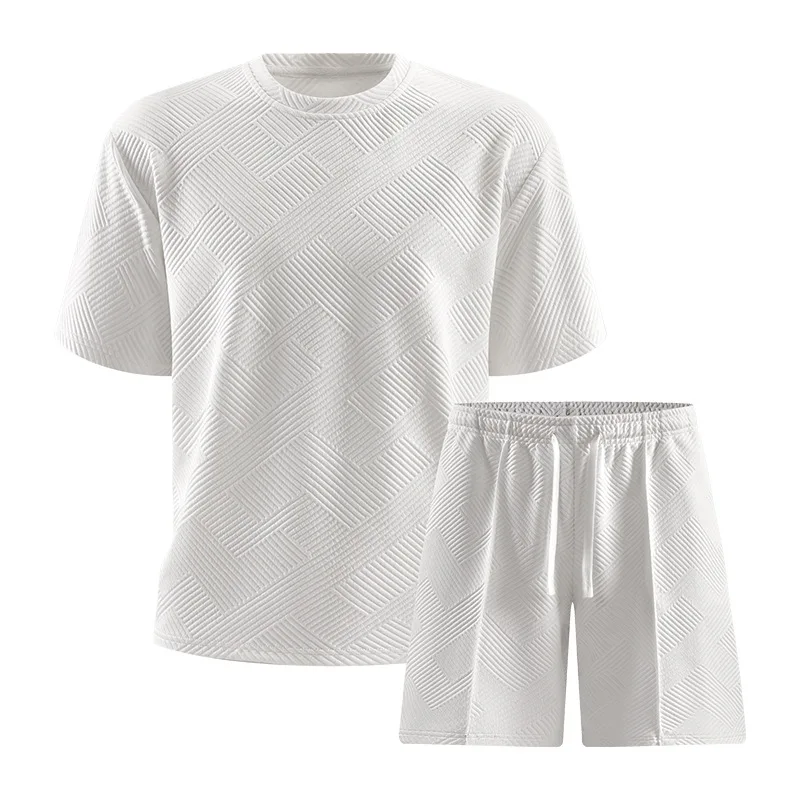 

2026 Summer Men Pure Color Sportswear Set Short Sleeve T Shirt And Shorts Casual Versatile Fashion Two Piece Outfit