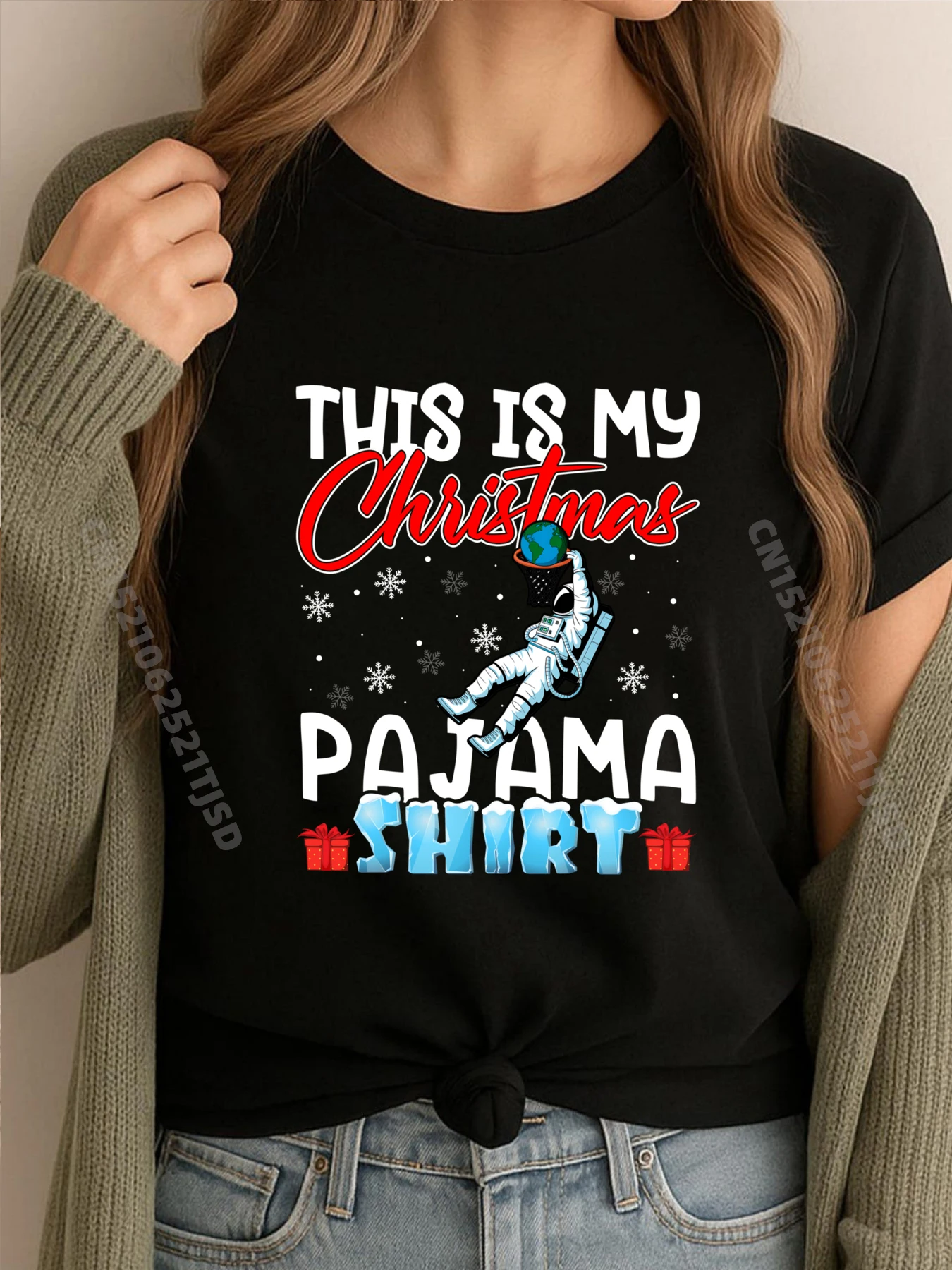 

Рождественская пижама с астронавтом, космическая елка, снежинки, рождественские большие и высокие футболки, женская футболка с короткими рукавами, День Святого Патрика